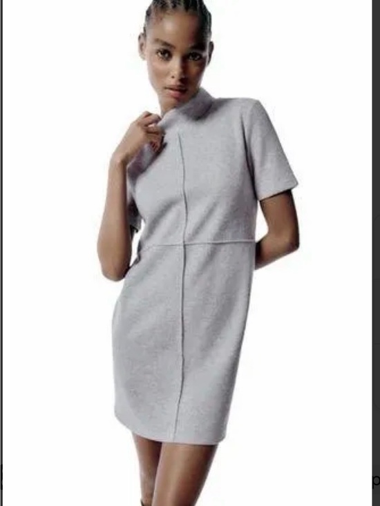Zara Dresses & Skirts - NEW Zara Cotton Blend Reverse Seam Short Sleeve Mini Dress - Grey